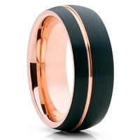 Сватбен пръстен от розово злато, черен сватбен пръстен, волфрамов карбиден пръстен, годежен пръстен, сватбена лента