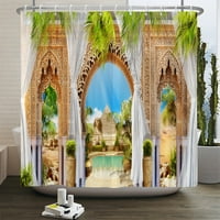 3D марокански стил завеса за душ Европейски архитектурен пейзаж отпечатан водоустойчив полиестер баня декор за завеса с куки