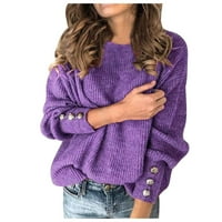 TOPS CLEARANCE Женски костенурка плетен джъмпер пуловер с дълъг ръкав Елегантни ежедневни върхове
