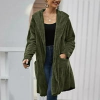 Sngxgn женски прорез двойна вълна, смесила дълга палто вълнена палта за жени, зелено, размер s