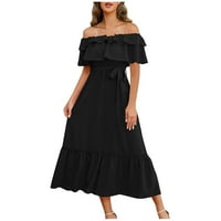 Женски рокля с едно рамо без ръкави за ежедневни летни слоести рокли за парти на плаж A-Line рокли A-Line рокли A-Line