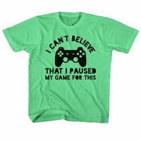 Gamer Society Паузих играта си за тази детска тениска - 3t, неоново зелено