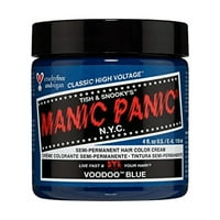 [PACK] Manic Panic Class високо напрежение полу-постоянен цвят на косата [Voodoo Blue] 4oz
