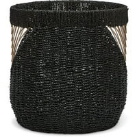 Обожава декор Ostara Seagrass Black & Gold Basket