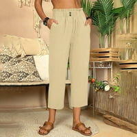 Xysaqa дамски панталони с висока талия с каприс, небрежни разхлабени тренировки с широки крака панталони удобни салони за джогинг капри с джобове