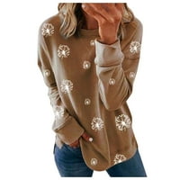 Небрежната мода на жената от щампа с дълъг ръкав кръгла врата пуловер тънки пуловерни върхове hot6sl488231