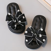 детски коледни чехли пантофи Боукнот принцеса домакински обувки сладко външно облекло меко дъно Чехли вътрешна къща детски обувки Черно 12