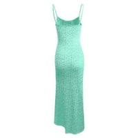 Дамски рокли оглавник ежедневни Макси Плътен обвивка без ръкави лятна рокля мента зелен хл