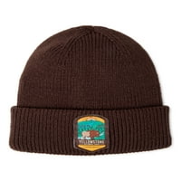 Национален парк маншет плетена шапка с тъкани кръпка