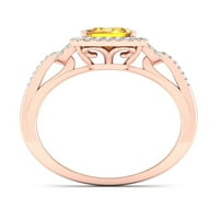 Императорски скъпоценен камък 10к Розово злато Изумруд шлифован Цитрин КТ ТВ диамантен ореол Дамски пръстен
