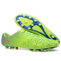 SANVIGLOR жени футболни обувки кръг пръст футболни чипове ниски топ спортни маратонки за тревни площи дишаща лека атлетична обувка уютна дантела флуоресцентни зелени дълги клечки 8,5