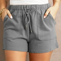 Дамски къси панталони Просвета твърд цвят плюс размер въже за връзване на къси панталони йога спортни къси панталони