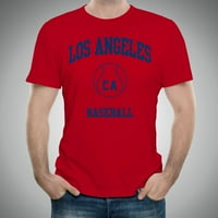 Лос Анджелис Класически тениска на бейзболна арка Основна памучна тениска - 3x -голяма - червена