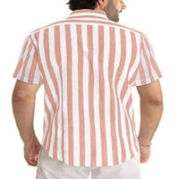 Хайт мъжки Блузи Ревера врата летни ризи Бутон надолу тениска Плаж тениска Ваканция блуза С къс ръкав светло червено ШЛ