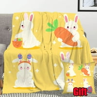 Великденски декорации зайче хвърля одеяло с калъфка за възглавница за всички сезони ултра-меко удобно одеяло за климатик одеяло за великденски яйца одеяло за деца и възрастни