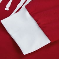 Коледна семейна пижама комплект, елен печат дълъг ръкав кръг яка тениска + панталон гащеризон червено