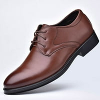 Мъжки обувки дишащи удобни бизнес работа свободно време солиден цвят модна кожа обувки кафяв размер 40