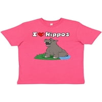 Inktastic I Love Hippos младежка тениска