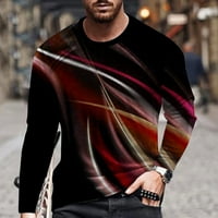 Къс ръкав за мъже мъжки ежедневни обло деколте с къс ръкав пуловер линия 3г Печатни тениска блуза черно л