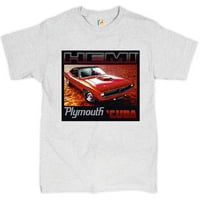 Тениска Хеми Плимут ' куда американски ретро мускулен автомобил лицензиран мъжки чай, пепел сив, среден