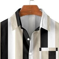 Мъже Цвят контраст блуза надолу завой плюс небрежен размер с къс ръкав риза лятна печат мъж