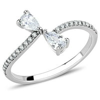 Женски сребърни пръстени Високи полиран пръстен от неръждаема стомана с AAA клас CZ в прозрачен DA139