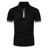 B91XZ тренировъчни ризи за мъже лято мъжки твърди яка ежедневни чисти цветове модни топове с къс ръкав тениски Организатор по поло ризи за мъже черни xl