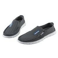 Мъжки ежедневни обувки за обувки се приплъзват върху мокасини мъже леки апартаменти дишащи тъмно сиво 8.5