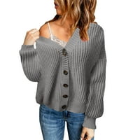 Теглене на женски огромен дълъг ръкав отворен преден жилетка с дълъг ръкав свободен плетен кабел отворен фронт бутон нагоре Кардиган пуловер връхни дрехи