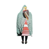 Коледна сова с качулка на коледната бухал на дървото носимо одеяло с качулка за хвърляне на халат часовник