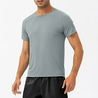 Мъжки риза, мъжки лятна ежедневна екипаж тениска с твърд цвят къси ръкави ризи лек комфорт тий тениска