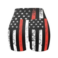 Идораван женски атлетически къси панталони модни жени Висока талия Американски флаг отпечатани кръстосани спортни йога къси панталони