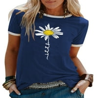Anbech маргаритка риза за жени да бъде любезна графична тениска с къси ръкави Екипаж летни върхове