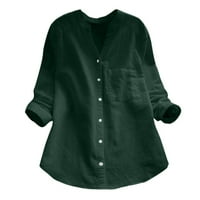 Fimkaul женски бутон надолу ризи зима есен дълъг ръкав ежедневни върхове памучно бельо плътна блуза