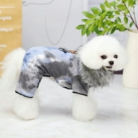 Шулемин домашен палто сгъстена облицовка вратовръзка цветен дизайн дизайн деним четирикрак куче яке с тясно дупка, син л