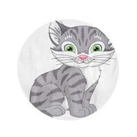 Кръгла плажна кърпа одеяло сиво котка коте карикатура за домашен любимец пътешествие кръг кръгови кърпи мат мат гоблен плаж хвърляне