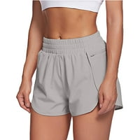 Yubnlvae къси панталони за жени, дамски тренировъчни къси панталони еластични талии за бягане на джобове спортни панталони