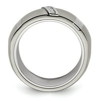 Titanium Men's и Sterling Silver's Men's .10CTW DIA Мъжки сватбена лента Размер на пръстена 8