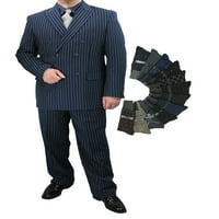 Остър луксозен мъжки двоен костюм за примка с чифт чорапи - сини 40L