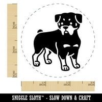 Rottweiler Rottie стоящо куче самостоятелно сключване на гумен печат мастило - лайм зелено мастило - малко