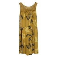 Aueoeo пролетна рокля за жени, женска летна плажна рокля флорална отпечатана разхлабена слънчева рокля екипаж