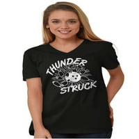 Thunderstruck Funny Bowling Nofty V-образно деколте тениски мъже жени Бриско марки 2x
