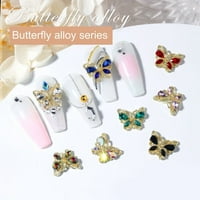 Чар на ноктите, ноктите на ноктите триизмерни блестящи луксозни пеперуди, лесна за нанасяне на DIY ноктите на ноктите-Beauty Fau Crystal Nail Jewelry Charms Salon Salon