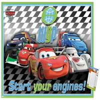 Disney Pixar Cars - Международен плакат за стена на състезатели с бутални щифтове, 14.725 22.375