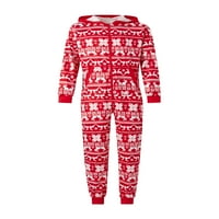 Семейство съвпадение Коледна пижама Romper Snowflake Deer Print с качулка с дълъг ръкав Zipper-Up Jumpsuits Заспиване
