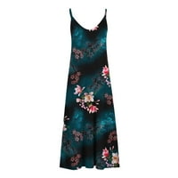 Sundress for Womens V-образно деколте модна флорална отпечатана рокля лято свободни ежедневни осезаеми макси рокля макси рокля