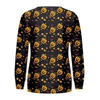 Умитай Флашдамс ежедневни Мода Хелоуин печат дълъг ръкав о-врата пуловер Топ Блуза