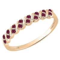 DazzlingRock Collection Round Ruby Wave Style Style, подреждаща се сватбена лента за жени в 14K розово злато, размер 9.5