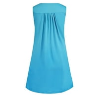 Мини Летни рокли за жени Дамски плажни рокли масивни Мини рокли Бохо рокля джобове туника подаръци на клирънс синьо 8хл