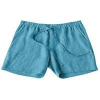 Поли Мъжки мини панталони ластик летни къси панталони Плътен цвят плажни шорти ежедневни тренировки Плажно облекло небесно синьо 2ХЛ